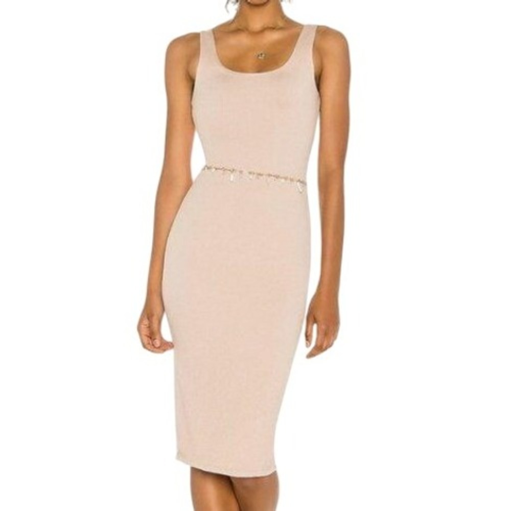 HOUSE OF HARLOW 1960_REVOLVE Fatima Bodycon Knit Midi Tank Dress Natural S NWT